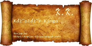 Káplár Kinga névjegykártya