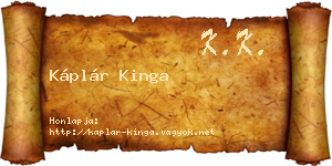 Káplár Kinga névjegykártya